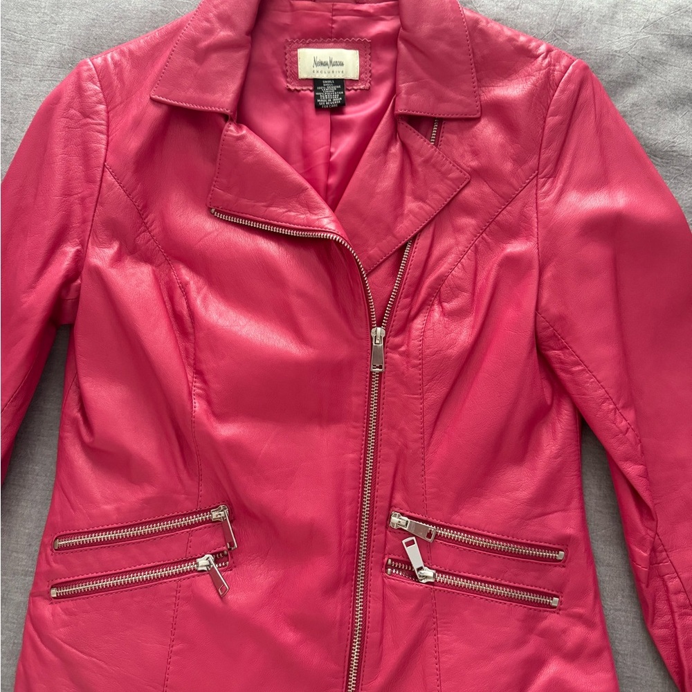 Neiman Marcus soft leather moto jacket